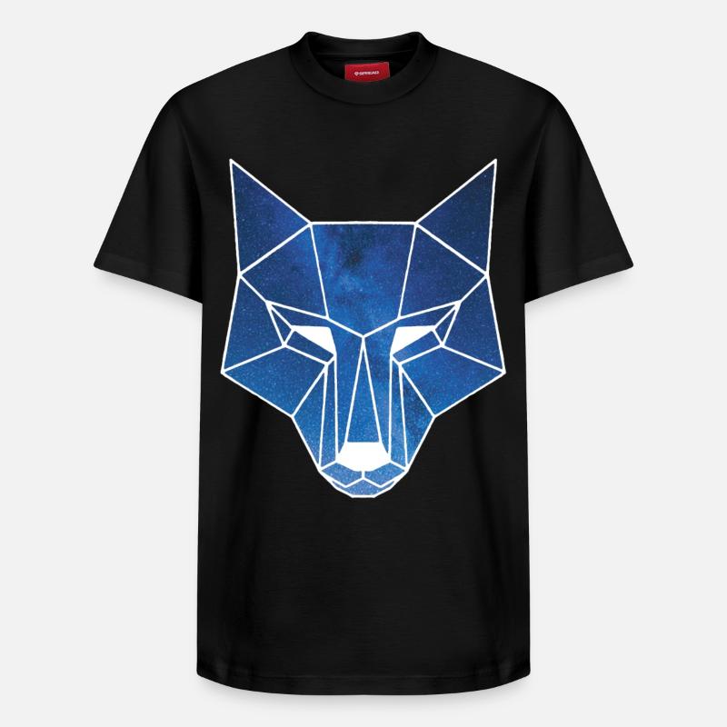 Loup blanc et ciel étoilé - T-shirt unisexe décontracté en coton Supima – de SPREAD - noir