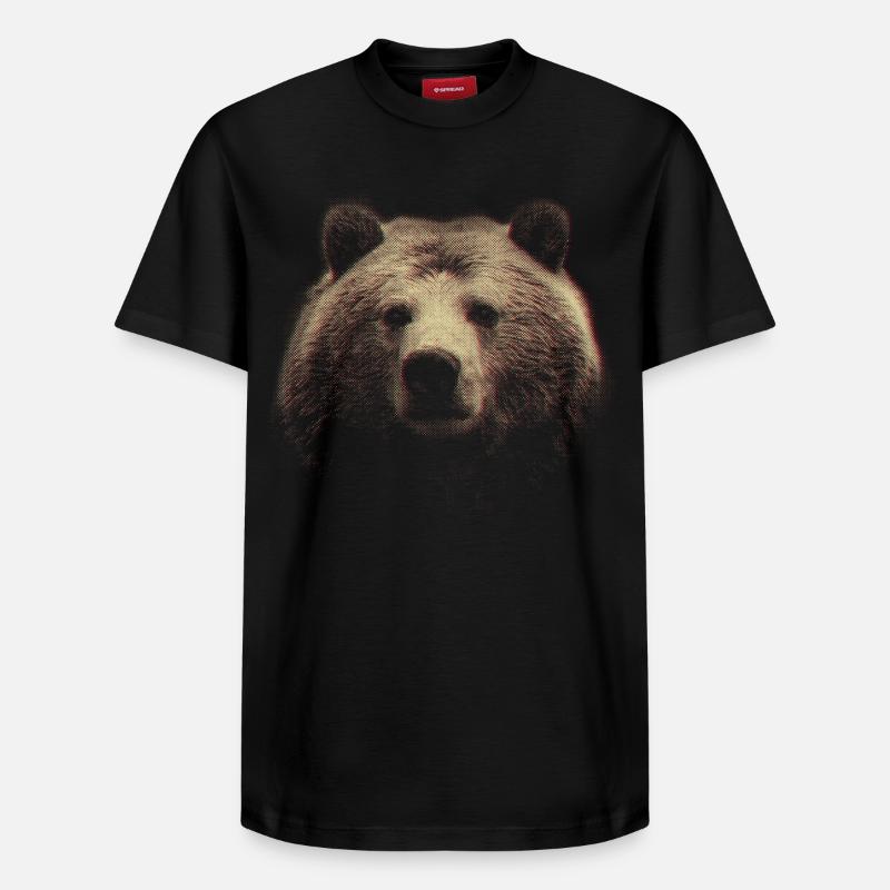 Rothalftone Bärenkopf - Relaxed Unisex Supima Cotton T-Shirt – von SPREAD - Schwarz