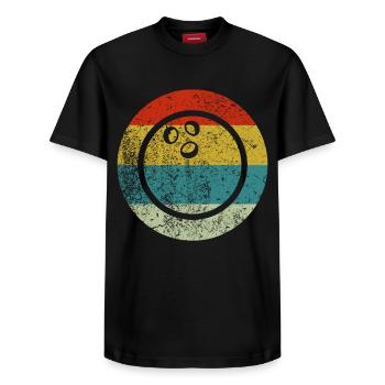 Retro Vintage Bowling - Relaxed Unisex Supima Cotton T-Shirt – von SPREAD - Schwarz - Vorne - AI Model Female 172 light (172cm) & AI Model Male 178 light (178cm)
