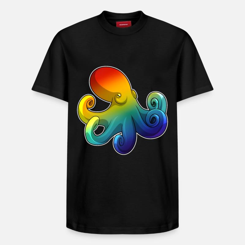 Octopus Rainbow - Relaxed Unisex Supima Cotton T-Shirt – by SPREAD - black