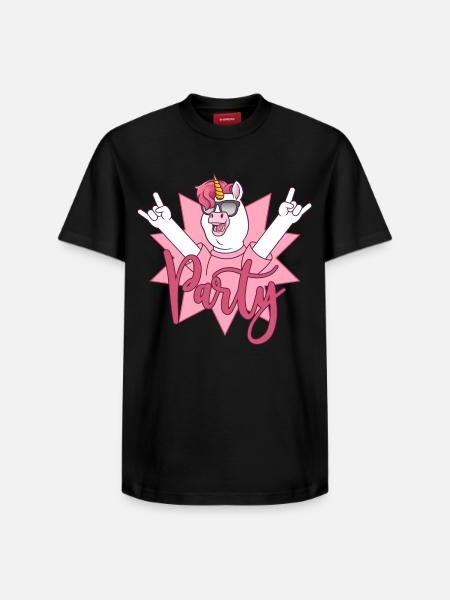 Party Einhorn  - Relaxed Unisex Supima Cotton T-Shirt – von SPREAD - Schwarz