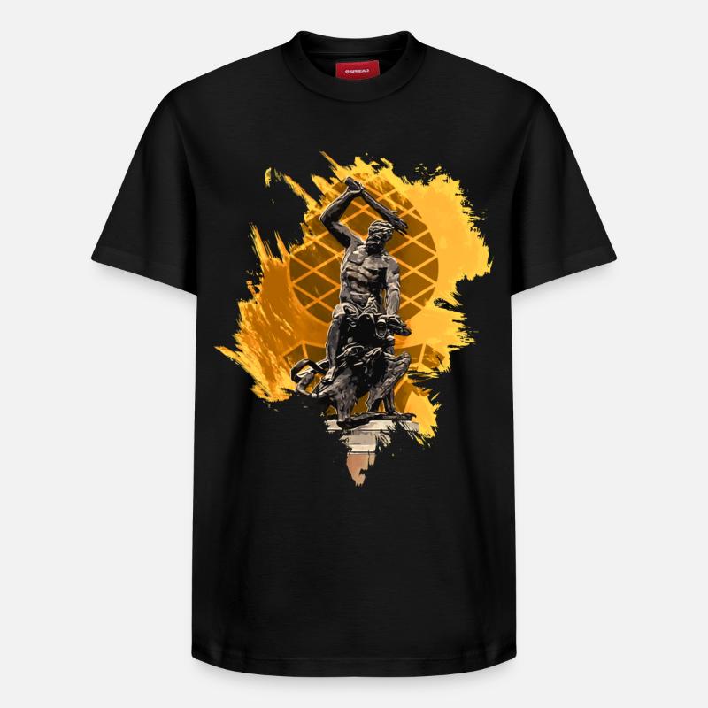 Fontaine d’Hercule Augsbourg - T-shirt unisexe décontracté en coton Supima – de SPREAD - noir