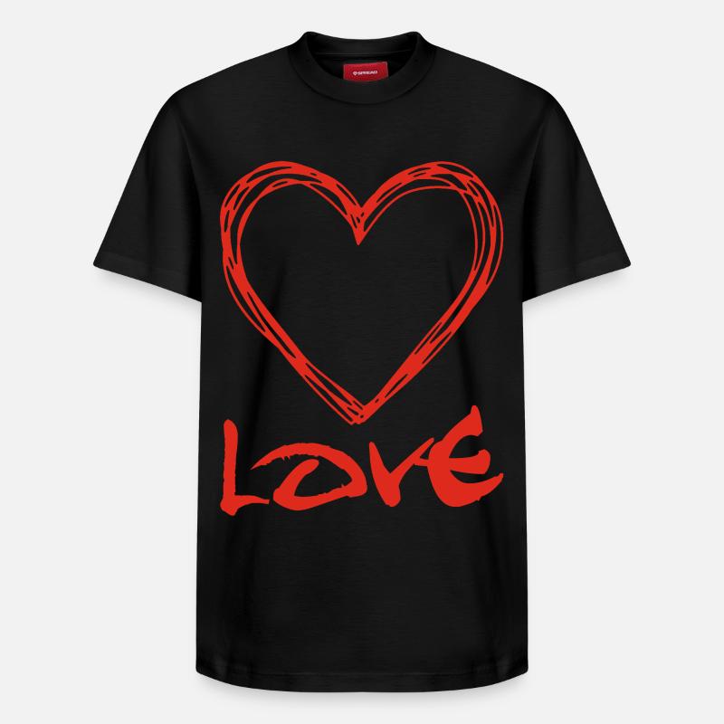 Coeur graffiti rouge - T-shirt unisexe décontracté en coton Supima – de SPREAD - noir