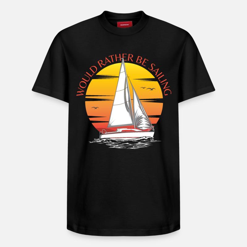 Préférerait naviguer - T-shirt unisexe décontracté en coton Supima – de SPREAD - noir