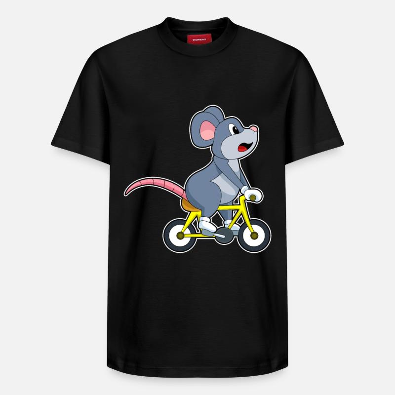 Souris avec vélo - T-shirt unisexe décontracté en coton Supima – de SPREAD - noir