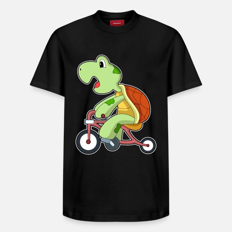 Tortue avec vélo - T-shirt unisexe décontracté en coton Supima – de SPREAD - noir