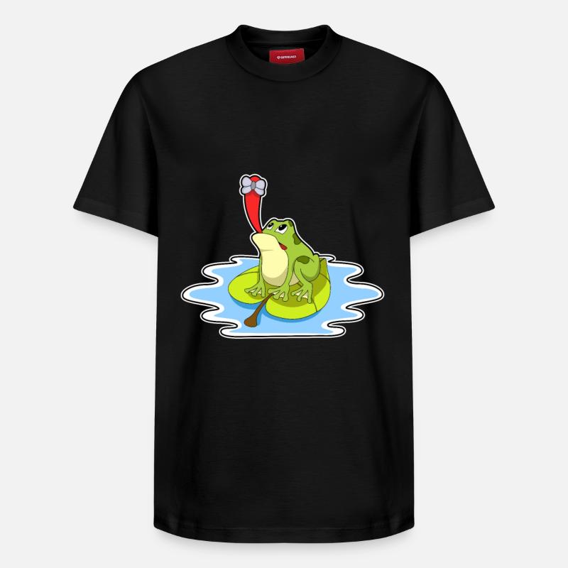 Grenouille sur feuille avec insecte - T-shirt unisexe décontracté en coton Supima – de SPREAD - noir