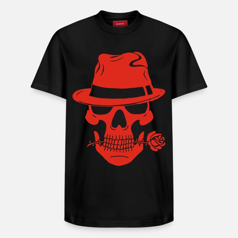 Crâne rouge de gangster - T-shirt unisexe décontracté en coton Supima – de SPREAD - noir