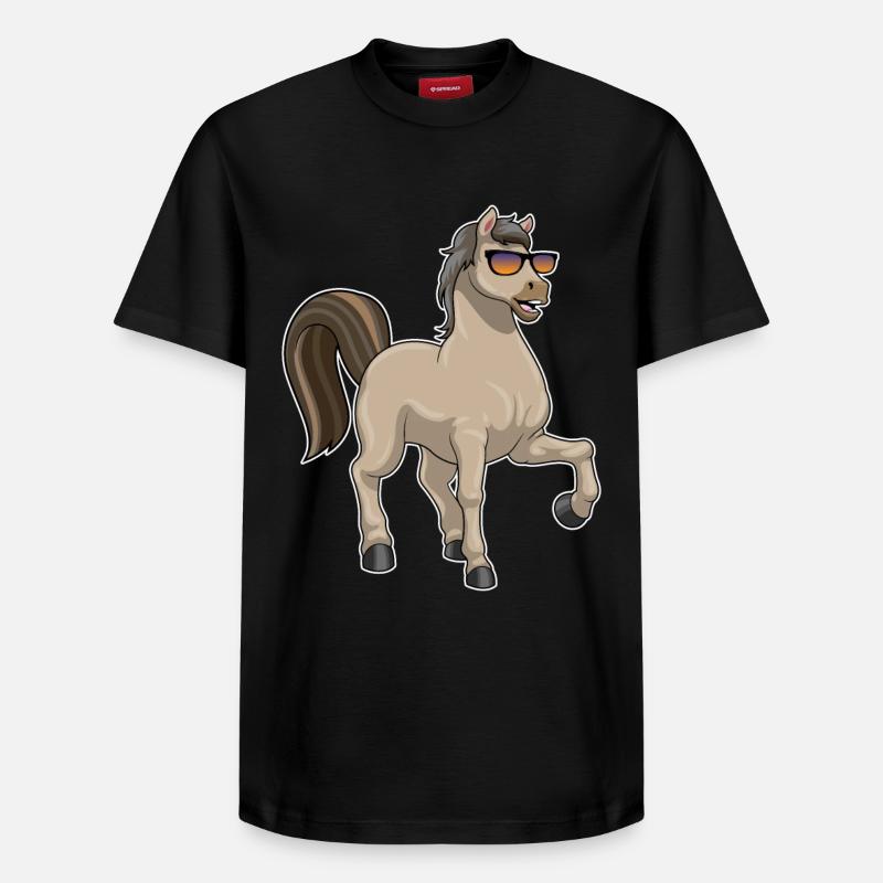 Cheval avec lunettes de soleil - T-shirt unisexe décontracté en coton Supima – de SPREAD - noir