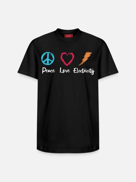 Peace Love Electricity - Relaxed Unisex Supima Cotton T-Shirt – von SPREAD - Schwarz