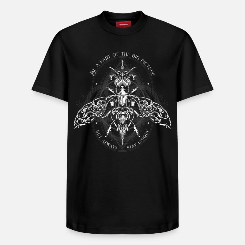 Insekten Muster Psychedelisch Bug Pattern - Relaxed Unisex Supima Cotton T-Shirt – von SPREAD - Schwarz