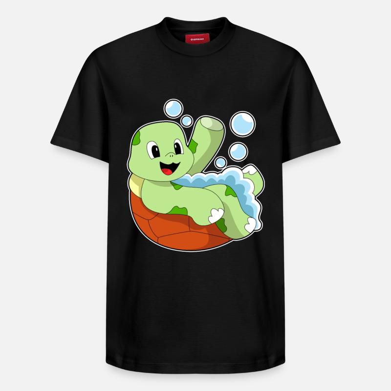 Turtle bathing with foam - Relaxed Unisex Supima Cotton T-Shirt – by SPREAD - black