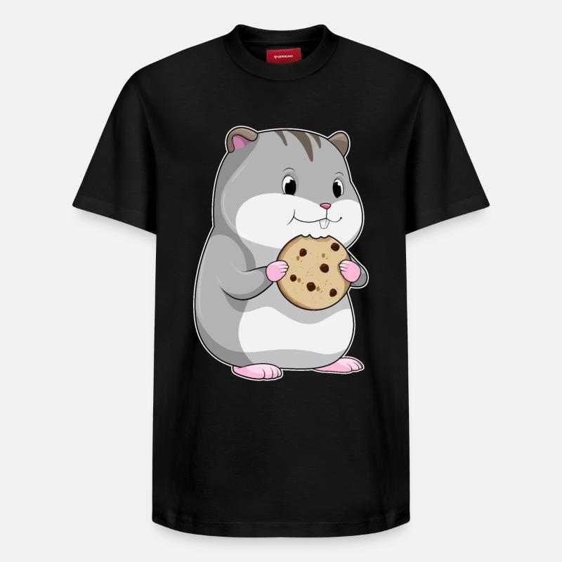 Hamster avec biscuit - T-shirt unisexe décontracté en coton Supima – de SPREAD - noir