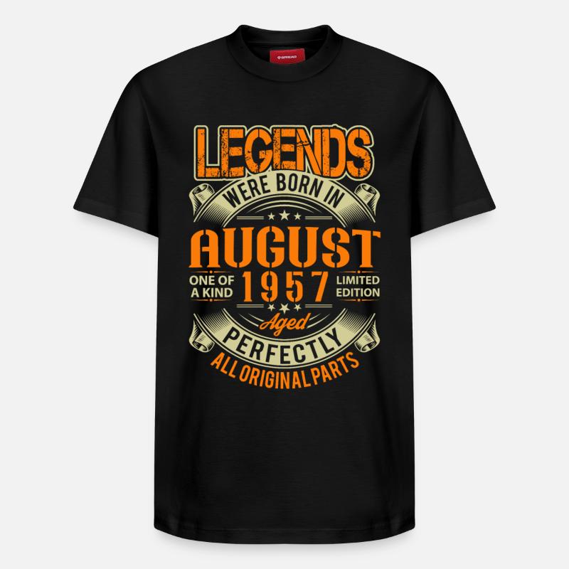 Légende d’anniversaire d’août 1957 - T-shirt unisexe décontracté en coton Supima – de SPREAD - noir