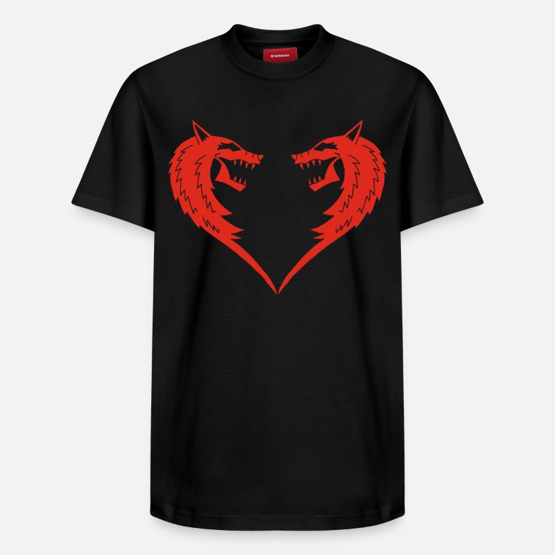 Coeur de loup rouge - T-shirt unisexe décontracté en coton Supima – de SPREAD - noir