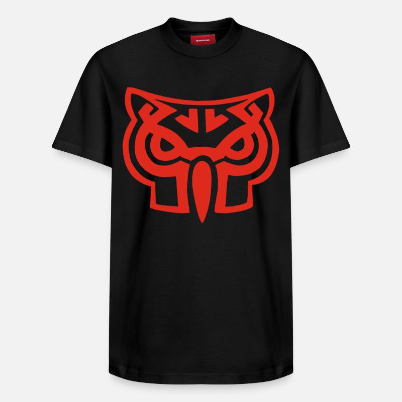 Roter Eulenkopf - Relaxed Unisex Supima Cotton T-Shirt – von SPREAD - Schwarz