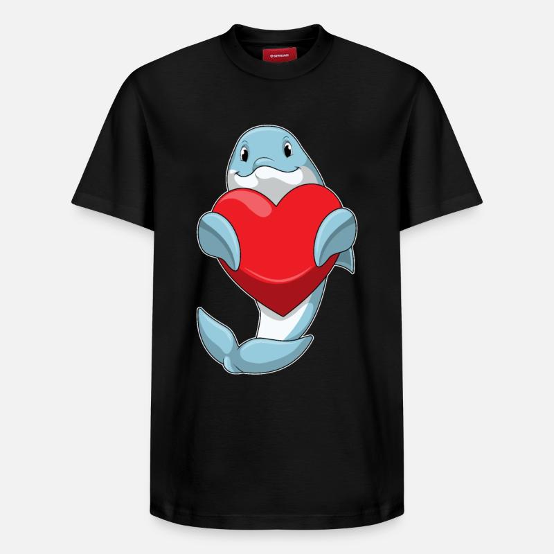 Delfin mit Herz - Relaxed Unisex Supima Cotton T-Shirt – von SPREAD - Schwarz