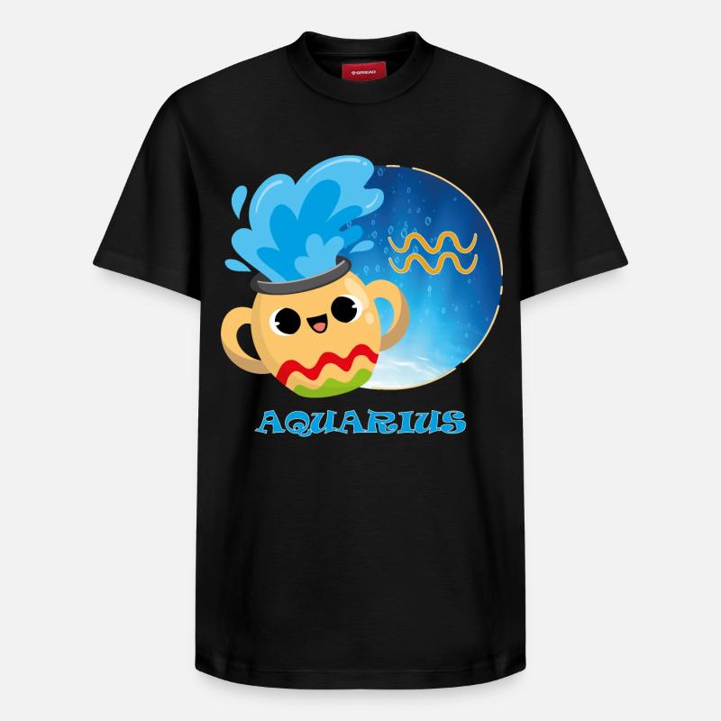 Sternzeichen Wassermann - Relaxed Unisex Supima Cotton T-Shirt – von SPREAD - Schwarz