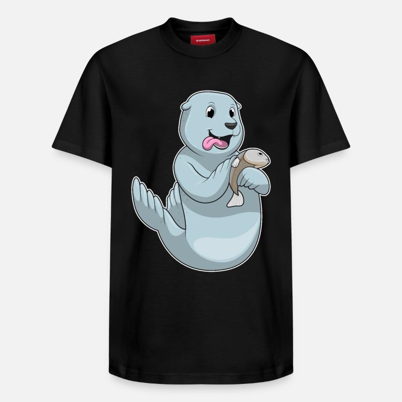 Sceller avec du poisson - T-shirt unisexe décontracté en coton Supima – de SPREAD - noir