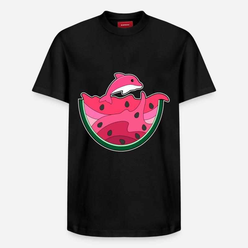 Pastèque dauphin-eau - T-shirt unisexe décontracté en coton Supima – de SPREAD - noir