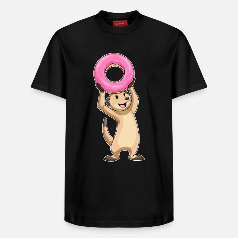 Erdmännchen mit Donut - Relaxed Unisex Supima Cotton T-Shirt – von SPREAD - Schwarz