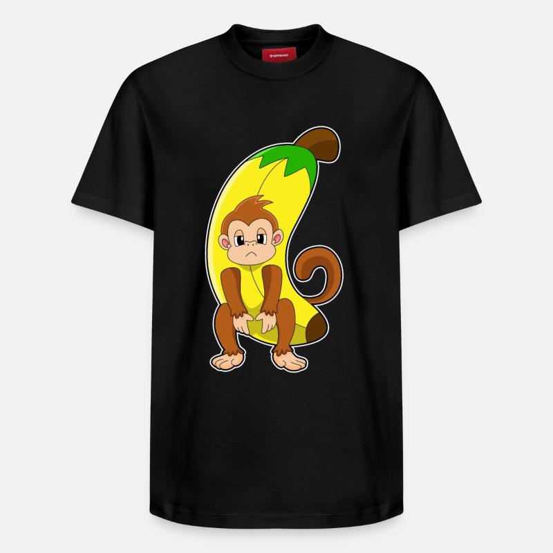 Affe mit Banane - Relaxed Unisex Supima Cotton T-Shirt – von SPREAD - Schwarz