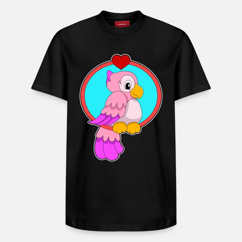 Perroquet avec cœur - T-shirt unisexe décontracté en coton Supima – de SPREAD - noir