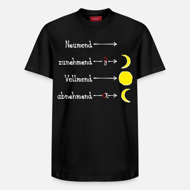 Mondphasen mit Eselsbrücke - hell - Relaxed Unisex Supima Cotton T-Shirt – von SPREAD - Schwarz