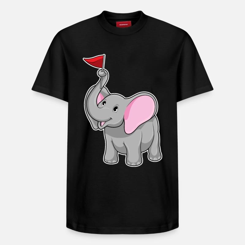 Éléphant avec drapeau - T-shirt unisexe décontracté en coton Supima – de SPREAD - noir