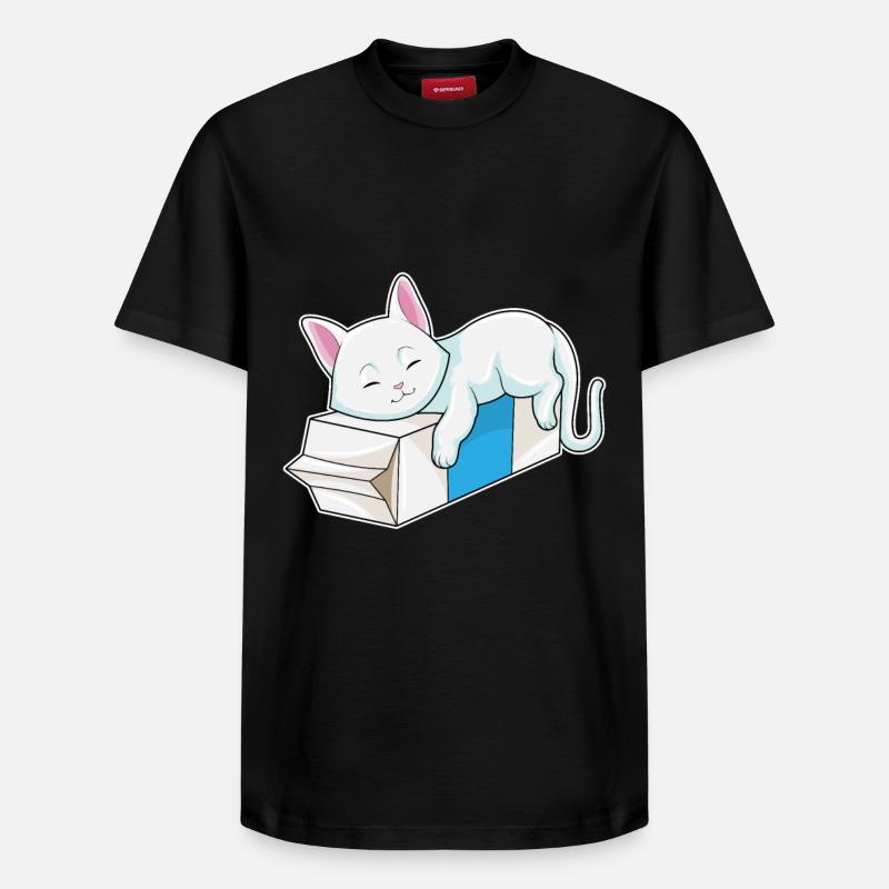 Chat au lait - T-shirt unisexe décontracté en coton Supima – de SPREAD - noir