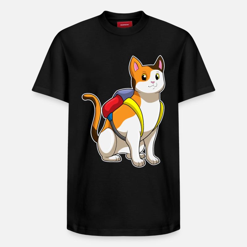 Chat avec cartable - T-shirt unisexe décontracté en coton Supima – de SPREAD - noir