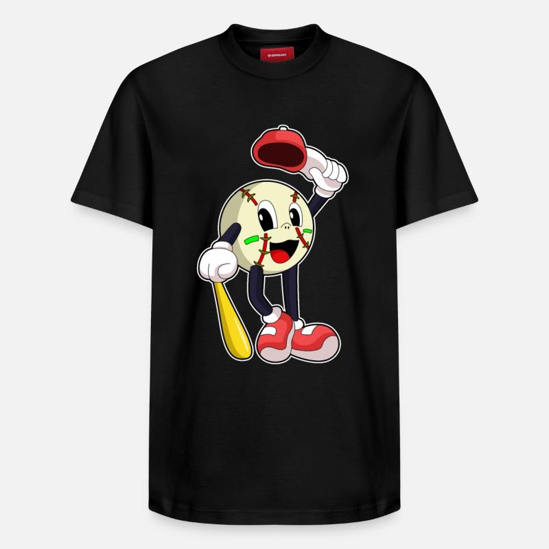 Baseball avec batte de baseball - T-shirt unisexe décontracté en coton Supima – de SPREAD - noir