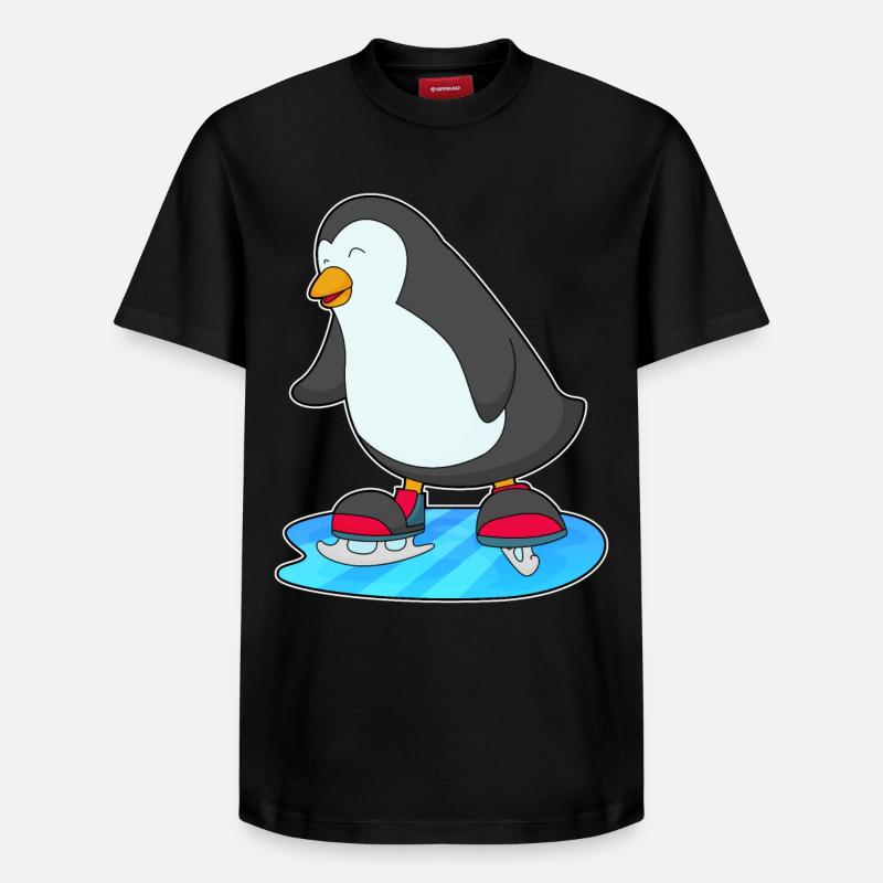 Patinage pingouin avec patins - T-shirt unisexe décontracté en coton Supima – de SPREAD - noir