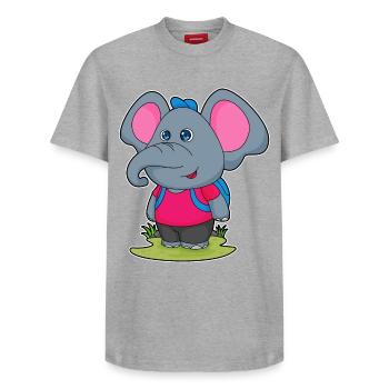 Elefant Schüler Rucksack Schule - Relaxed Unisex Supima Cotton T-Shirt – von SPREAD - Grau meliert - Vorne - AI Model Female 172 dark (172cm) & AI Model Male 185 dark (185cm)