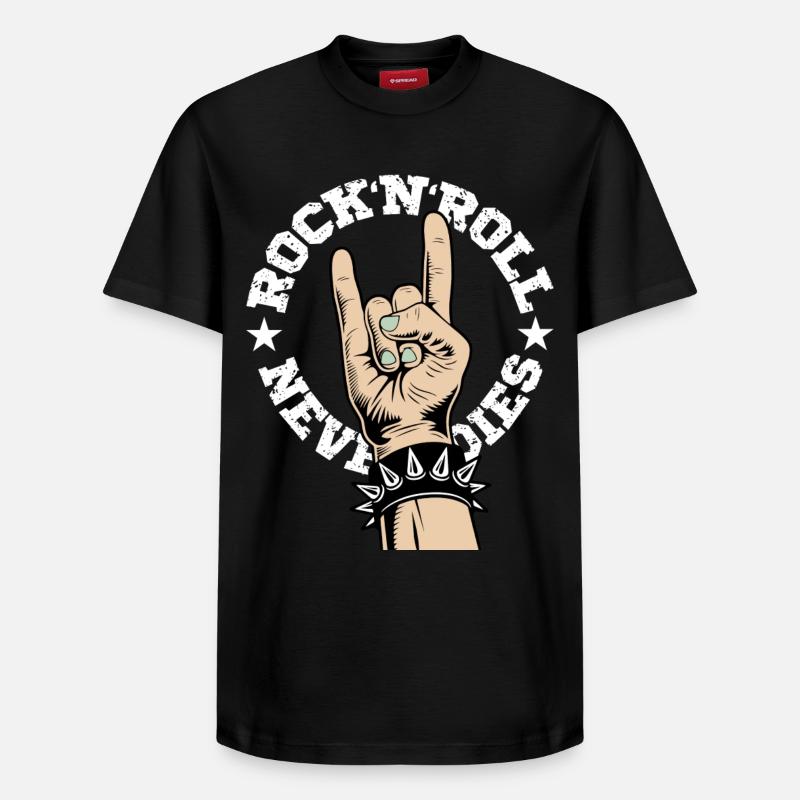 Rock'N'Roll Never Dies - T-shirt unisexe décontracté en coton Supima – de SPREAD - noir