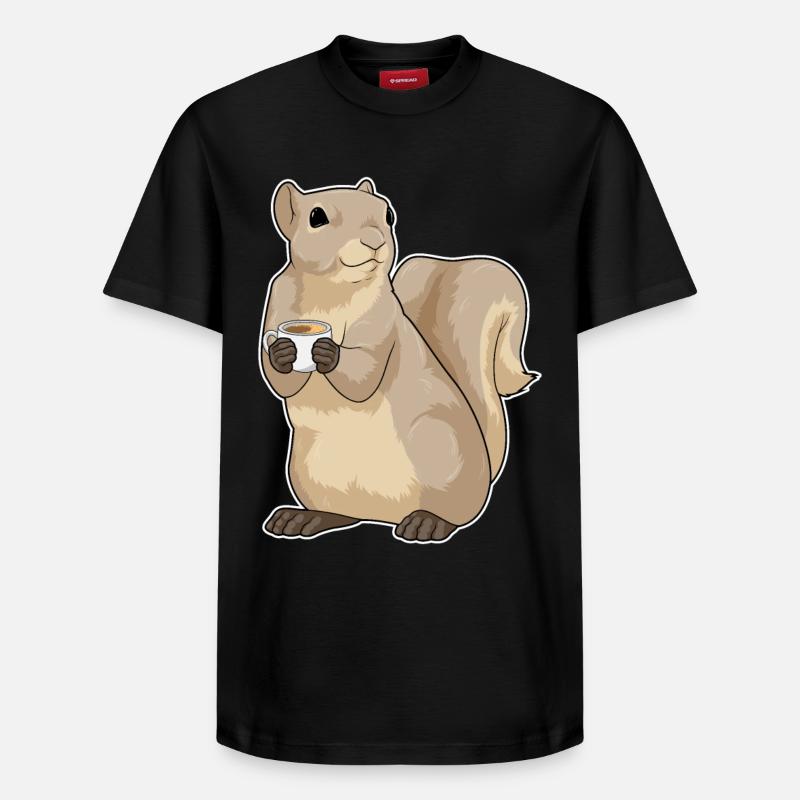Eichhörnchen Kaffee Tasse - Relaxed Unisex Supima Cotton T-Shirt – von SPREAD - Schwarz