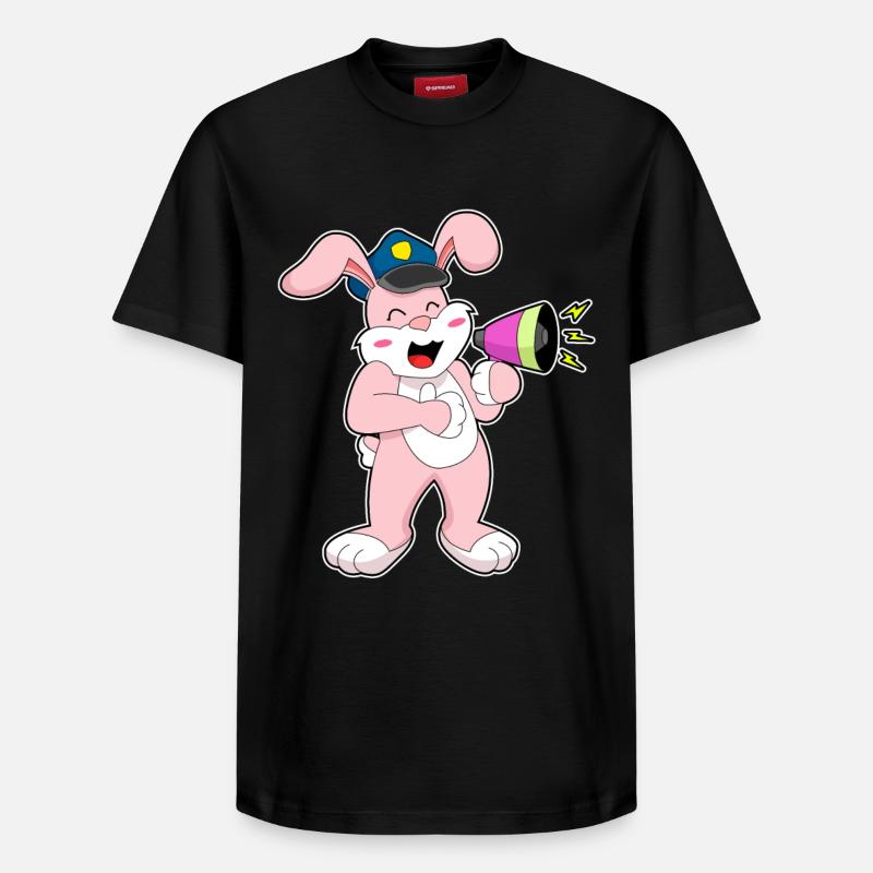 Rabbit Policier Microphone - T-shirt unisexe décontracté en coton Supima – de SPREAD - noir