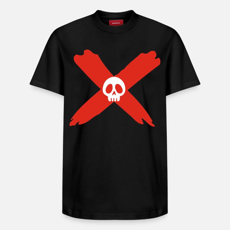Crâne et croix écarlate - T-shirt unisexe décontracté en coton Supima – de SPREAD - noir