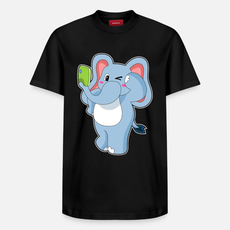 Téléphone portable éléphant - T-shirt unisexe décontracté en coton Supima – de SPREAD - noir