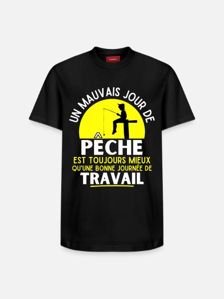pêche, pêcheur, fan de pêche - T-shirt unisexe décontracté en coton Supima – de SPREAD - noir