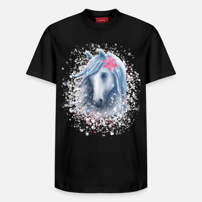 Cheval flocon de neige Noël - T-shirt unisexe décontracté en coton Supima – de SPREAD - noir
