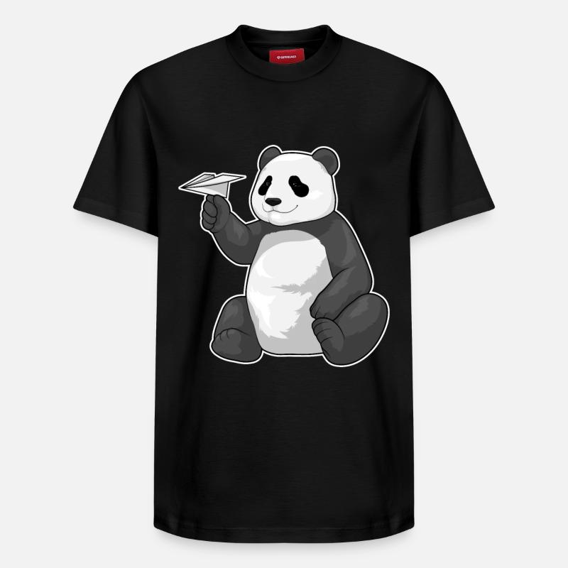 Panda Paper Plane - T-shirt unisexe décontracté en coton Supima – de SPREAD - noir