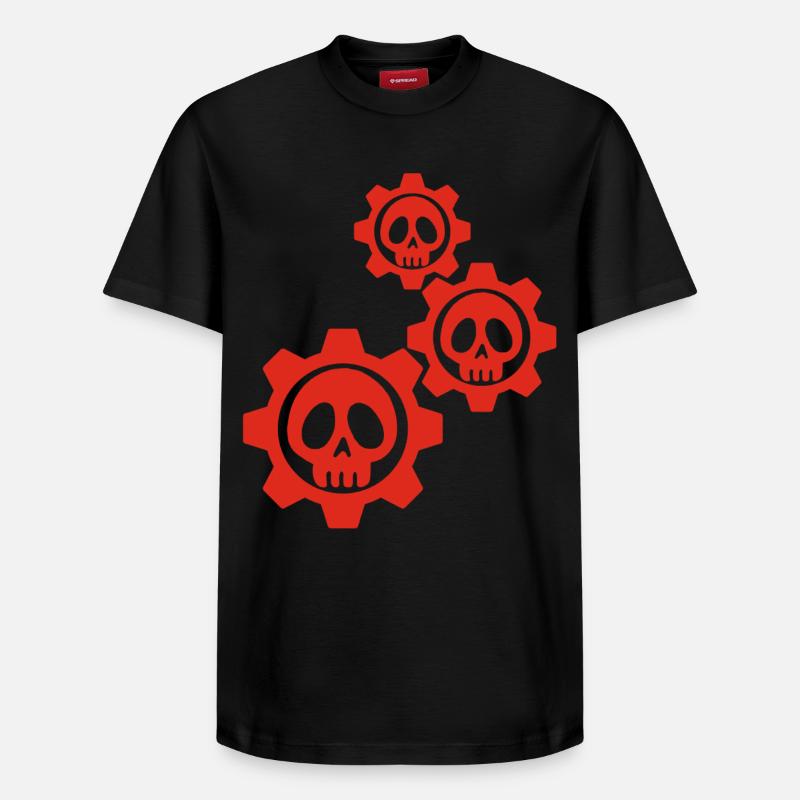 Crânes et engrenages rouges - T-shirt unisexe décontracté en coton Supima – de SPREAD - noir