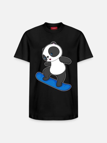 Panda Snowboarder Snowboard - Relaxed Unisex Supima Cotton T-Shirt – by SPREAD - black
