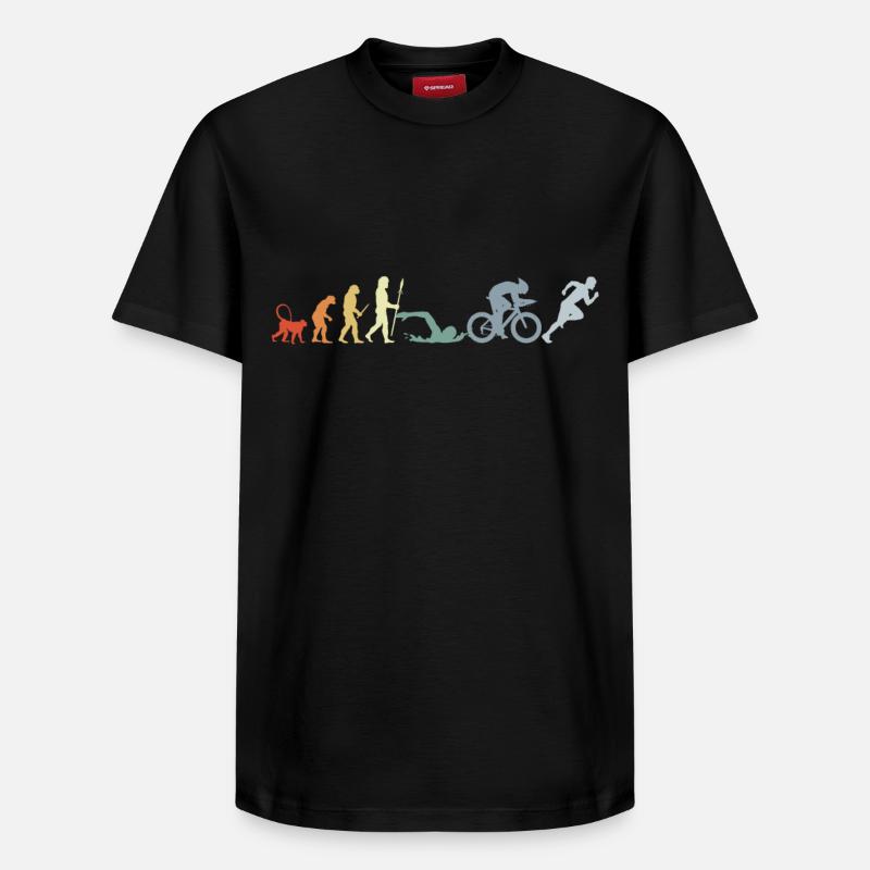 Évolution du triathlon - T-shirt unisexe décontracté en coton Supima – de SPREAD - noir