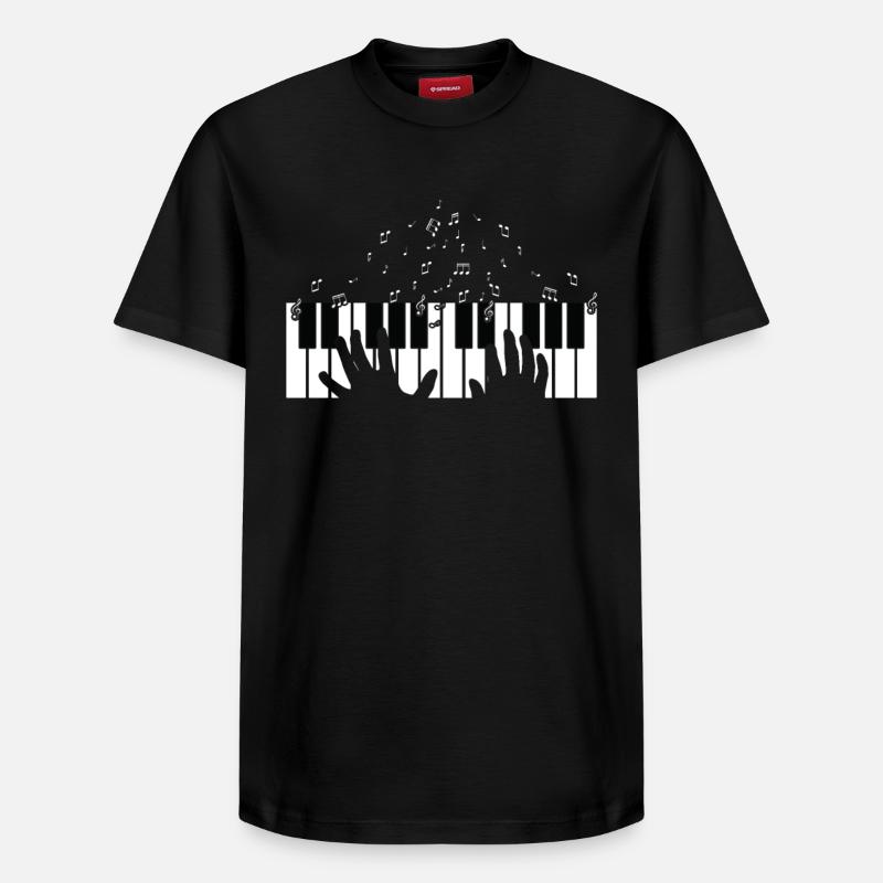 Touches de piano - T-shirt unisexe décontracté en coton Supima – de SPREAD - noir