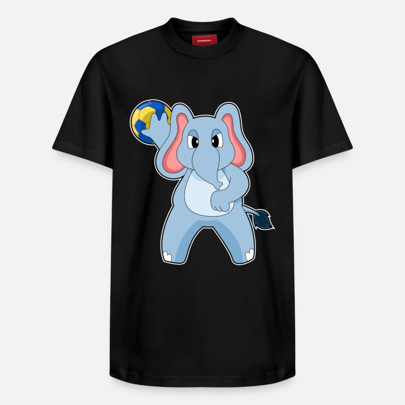Eléphant Handballeur Handball - T-shirt unisexe décontracté en coton Supima – de SPREAD - noir
