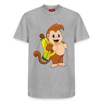 Monkey Banana - Relaxed Unisex Supima Cotton T-Shirt – by SPREAD - heather grey - Front - AI Model Female 172 dark (172cm) & AI Model Male 185 dark (185cm)