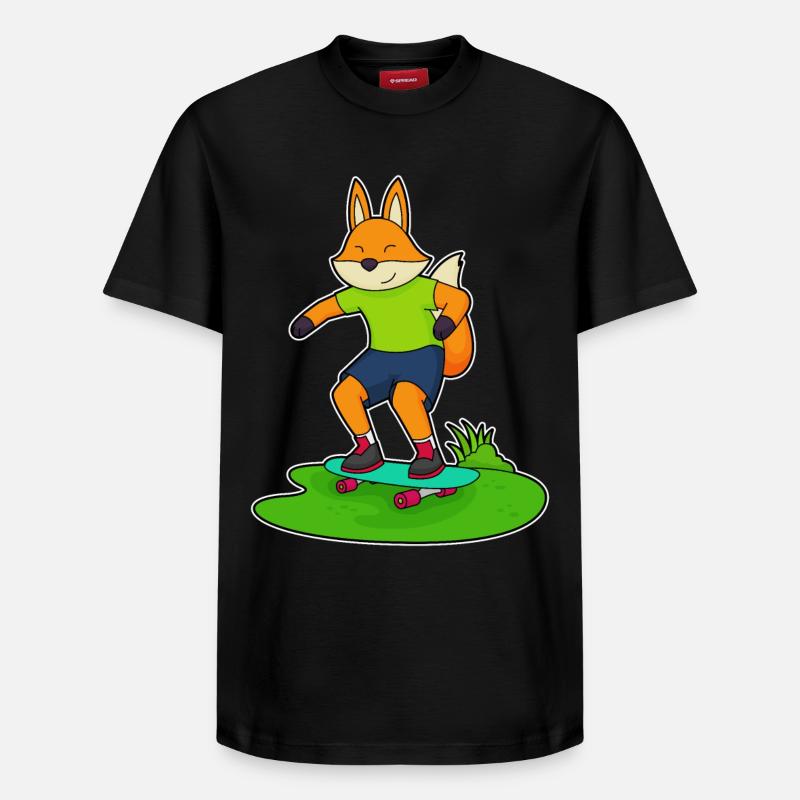 Fuchs Skater Skateboard - T-shirt unisexe décontracté en coton Supima – de SPREAD - noir