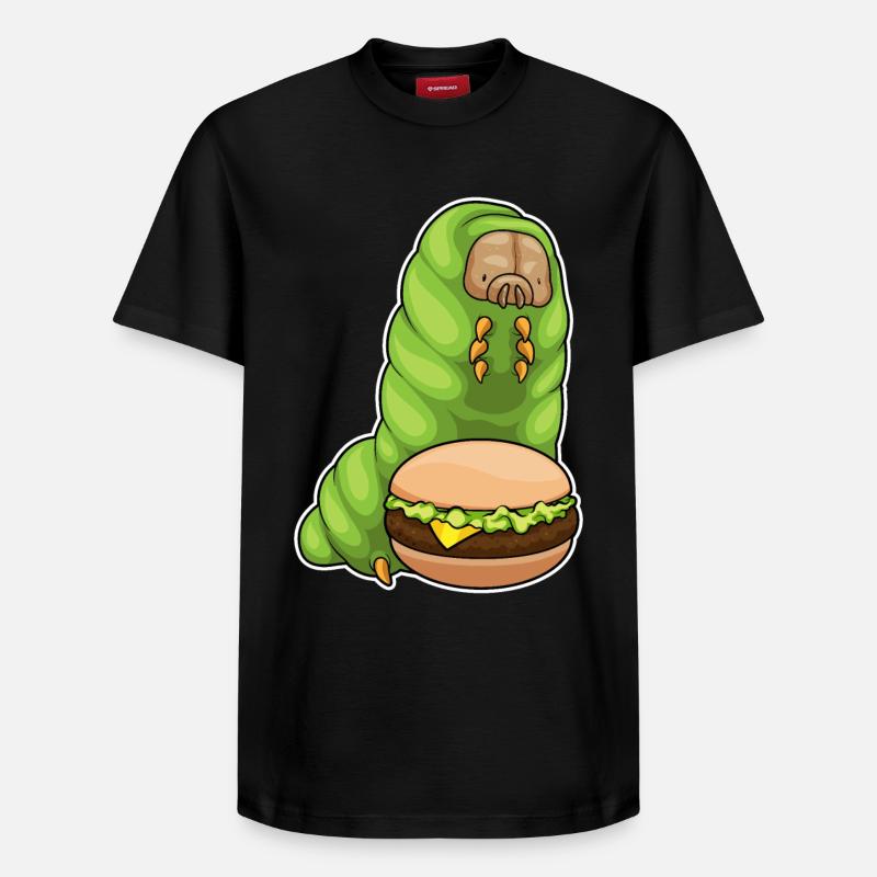 Raupe Cheeseburger - Relaxed Unisex Supima Cotton T-Shirt – von SPREAD - Schwarz